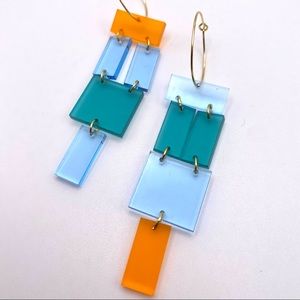 STATEMENT EARRINGS COLORFUL FUN FUNKY HANDMADE LASER CUT ACRYLIC